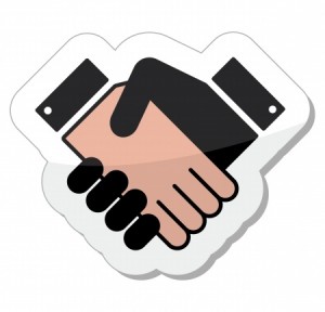 Agreement handshake icon - label