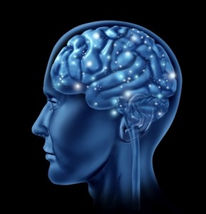 Brain active mental function as a neurology symbol of thinking activity