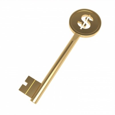 3d money key on the white background