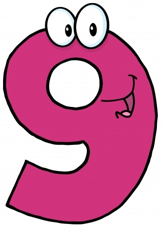 Number Nine Cartoon Mascot Character