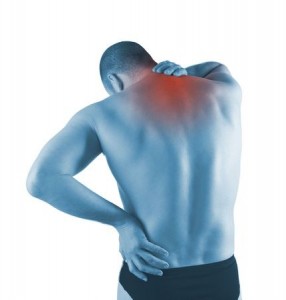 young man with pain on upper back