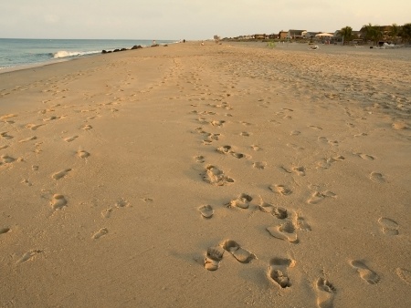 A wide angle view of the beach in Sea Bright New Jersey in the late afternoon