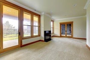 Empty large room with fireplace