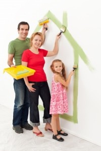 Family in their new house