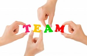 Hands and word Team - teamwork business concept
