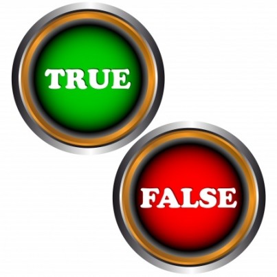 Buttons true and false on a white background