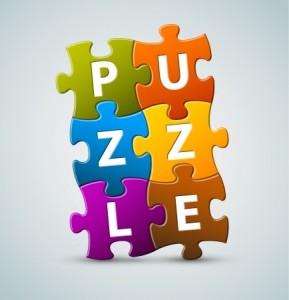 Vector colorful puzzle lettering - made from puzzle pieces