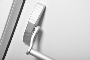 The details of the emergency exit door handle