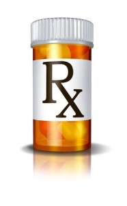 RX prescription drugs pill bottle as a medical symbol of the health