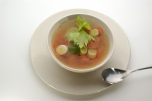 egetable soup with organic carrot and meat balls