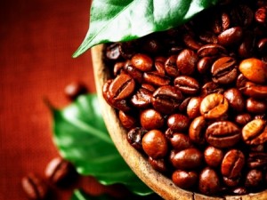 Coffee beans Bowl of Aromatic Coffee close-up