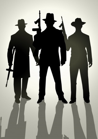 Silhouette illustration of gangsters