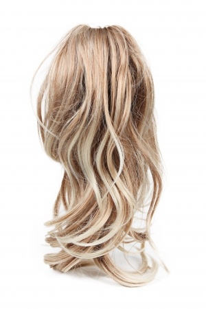 Wig of long blond hair isolated on white