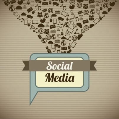social media vintage over brown background illustration