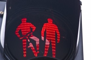symbol at red traffic lights for pedestrians and cyclists