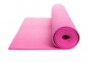 Pink Yoga Mat with White Background