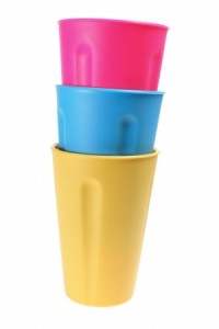Stack of Plastic Cups on White Background