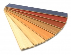 Timberwork, lumber work, woodwork industry, home renovation and house restoration concept set of color wooden laminated construction planks isolated on white