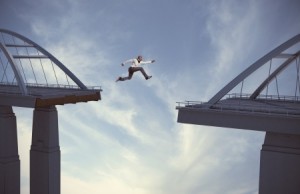 Business concept of businessman overcome the problems