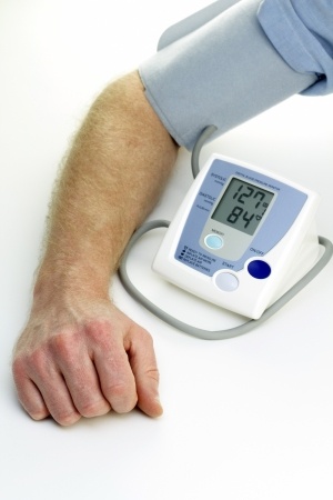 Readings from a self checkup blood pressure machine are displayed digitally