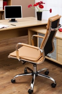 monitor on a desk in a modern office