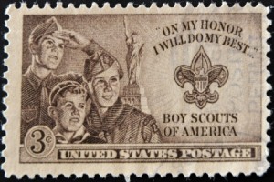 stamp printed in USA show Boy Scouts of America, circa 1953