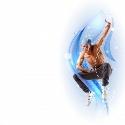 young man in a blue cap dancing hip hop