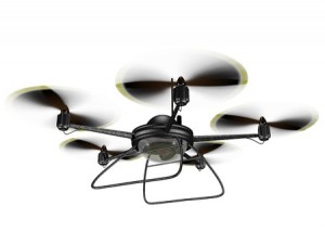 Isolated illustration of a hovering spy dron