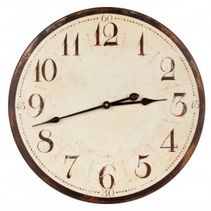 Old antique wall clock isolated on white