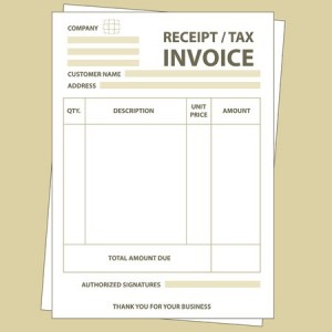 unfilled paper tax invoice