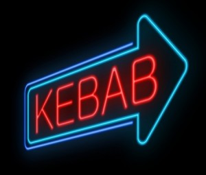 Illustration depicting an illuminated neon kebab sign