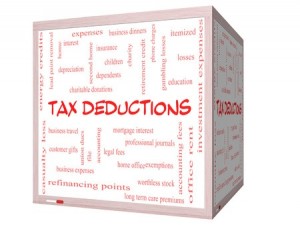 Tax Deductions Word Cloud Concept on a 3D cube