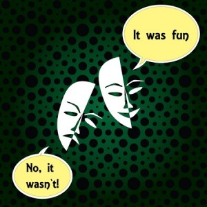 Theatre masks lucky sad on a dark background