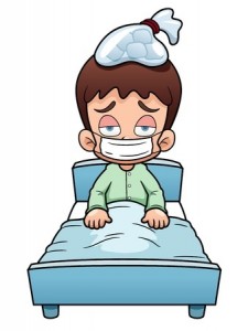 illustration of sick boy cartoon
