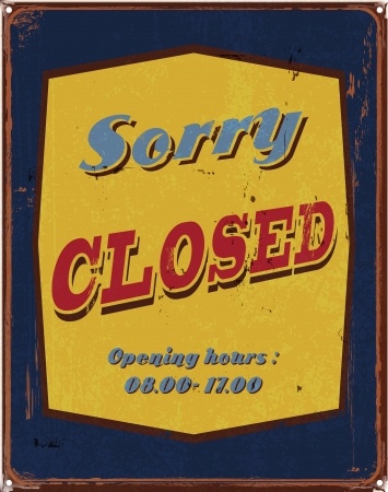 vintage tin poster sorry closed sign