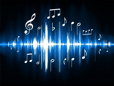 Blue Musical Notes Color Spectrum Original Vector Illustration