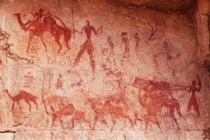 Famous prehistoric rock paintings of Tassili N Ajjer, Algeria
