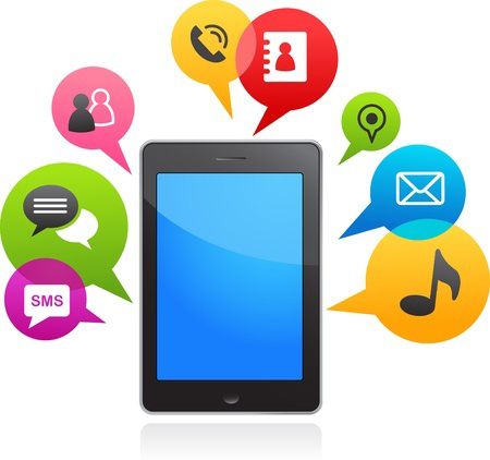 vector smart phone with speech bubbles