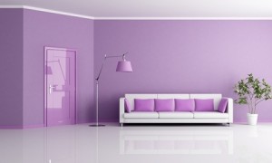 minimalist lilla living room with door and couch - rendering
