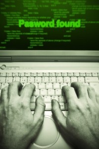 Hacker cracking a computer pasword