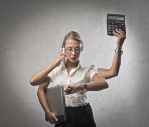 multitasking business woman