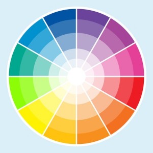 Classic color wheel with the colors moving into lighter shades