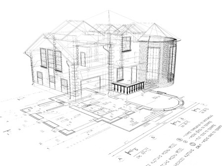 The house 3D image on a background the plan