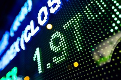 led display at night with stock infomation abstract