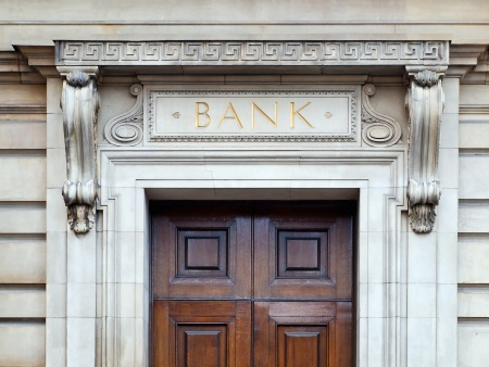 Bank building entrance