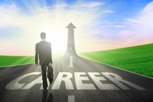 Businessman walking on a great career path