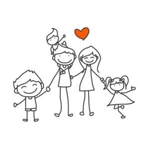 hand drawing cartoon happy family playing