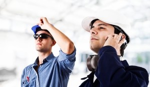 smiling engineers at work.