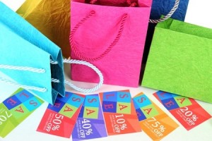 Set of coupons for shopping to save money, close-up