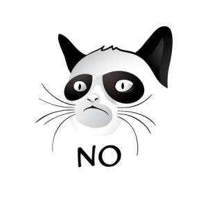 Cartoon cat - social character says NO